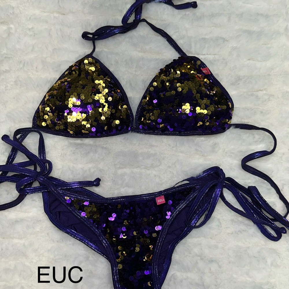 Sequin Purple and Gold Bikini